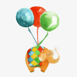 小象三色气球素材