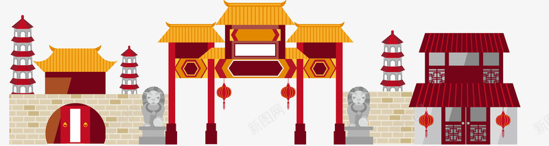 中式建筑png免抠素材_88icon https://88icon.com 中国风元素 中式建筑 卡通中国传统建筑 城楼 塔 牌坊