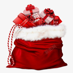 装礼物的袋子圣诞节红色袋子里面的礼物高清图片