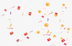 漂浮的红包金币素材
