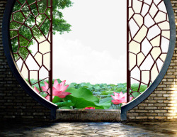 荷花背景墙中国风元素高清图片