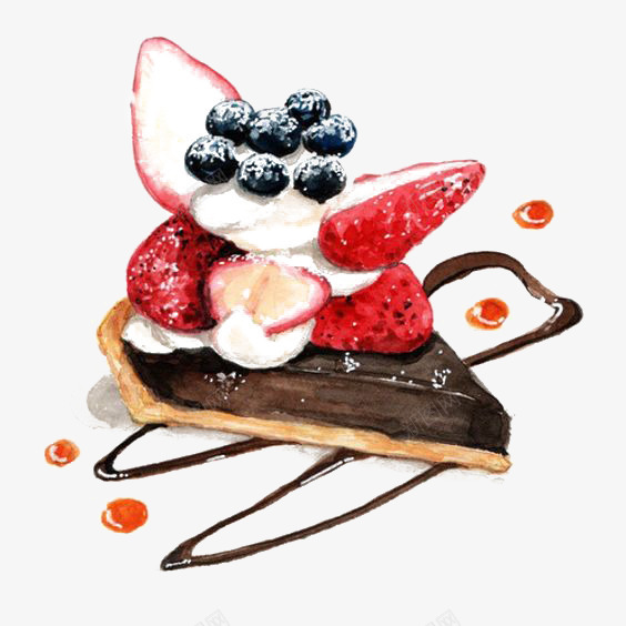 卡通草莓蛋糕png免抠素材_88icon https://88icon.com 卡通 巧克力 手绘 插画 水果 草莓 蓝莓 蛋糕