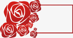 玫瑰画框红色玫瑰花浮雕花标题框高清图片