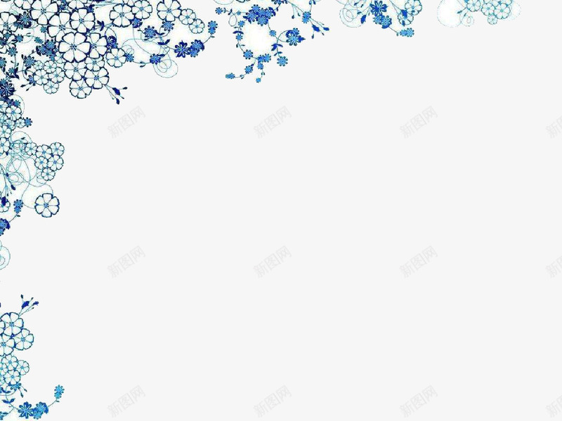 文艺青花边纹png免抠素材_88icon https://88icon.com 小清新 文艺 花朵 蓝色 边框