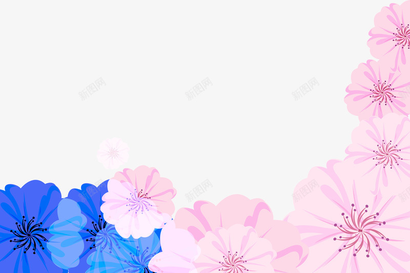 精致花边粉色蓝色花朵装饰边框png免抠素材_88icon https://88icon.com 粉色 精致 花朵 花边 蓝色 装饰 边框