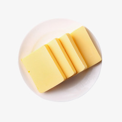 黄油面包包装盘子里的黄油切块实物图高清图片