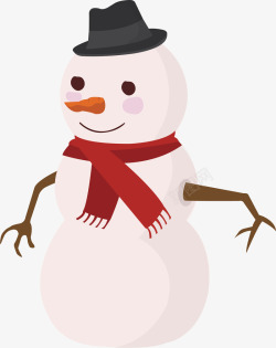 戴围巾帽子的雪人圣诞节卡通红围巾黑帽子雪人高清图片