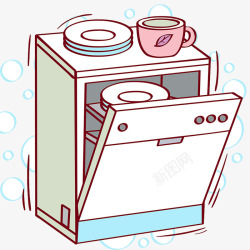 厨卫电器洗碗机插画高清图片