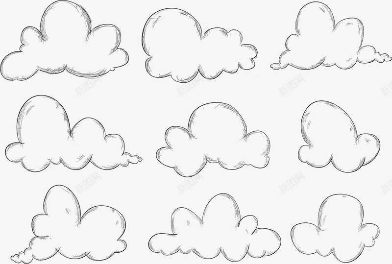 手绘不同形状的云朵png免抠素材_88icon https://88icon.com 云朵 幼教 手绘风 标题框 白云
