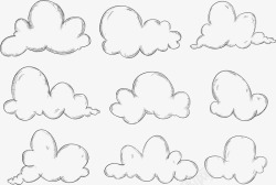 不同形状的帽子手绘不同形状的云朵高清图片