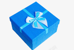 木制背景蓝色缎带礼物盒素材