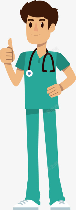 伟大医生穿绿色手术服的男医生矢量图高清图片