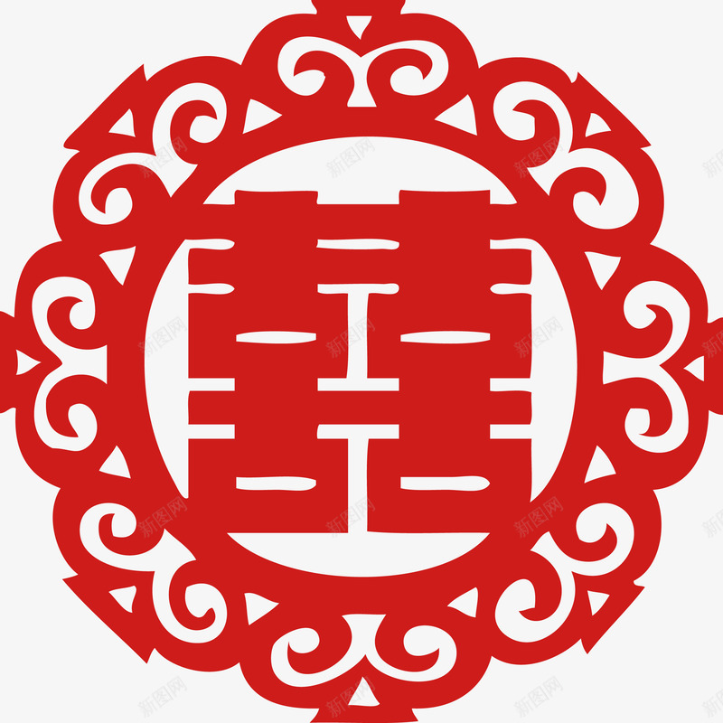 中国红色喜字剪纸png免抠素材_88icon https://88icon.com 中国红 剪纸 喜字 红色喜