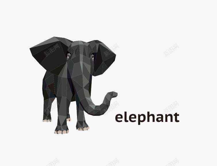 几何图像组成的大象png免抠素材_88icon https://88icon.com 动物 大象 黑色