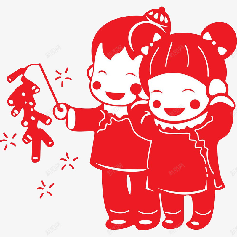 新年小朋友们放鞭炮png免抠素材_88icon https://88icon.com 冬天 小朋友 新年 红色 鞭炮