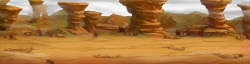 创意彩绘沙漠场景建筑素材