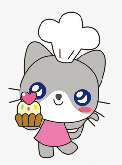 手绘烘焙师手绘卡通猫咪面包师高清图片