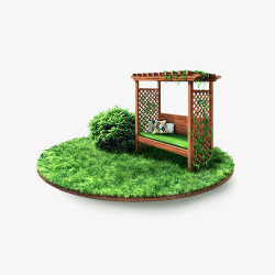 绿色草地上的亭子素材