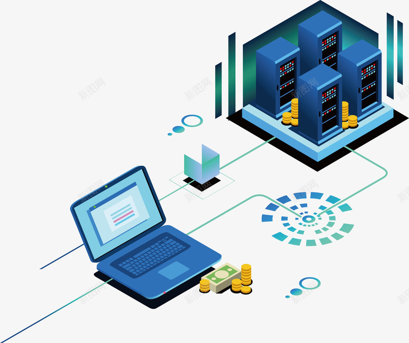 蓝色电脑与服务器矢量图eps免抠素材_88icon https://88icon.com 服务器 电脑 矢量服务器 矢量电脑 科技 蓝色 矢量图