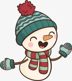 可爱冬天围巾帽子雪人矢量图素材