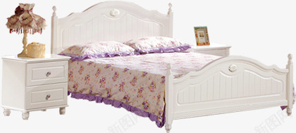 欧式典雅碎花四件套小床png免抠素材_88icon https://88icon.com 典雅 欧式