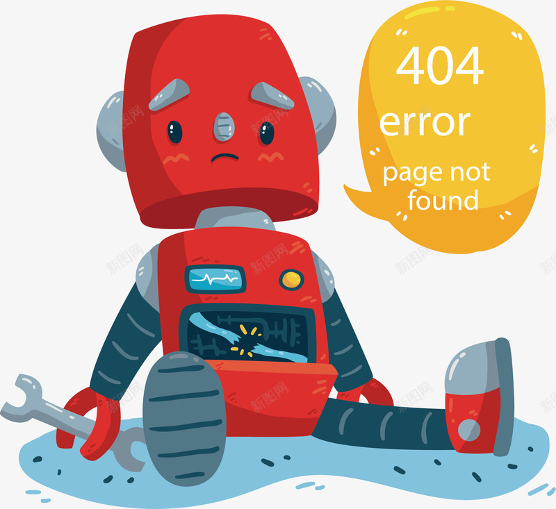 红色报废机器人错误页面矢量图ai免抠素材_88icon https://88icon.com 404页面 报废机器人 机器人 矢量png 红色机器人 错误页面 矢量图