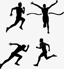 小黑人打篮球奔跑的侧影矢量图图标高清图片