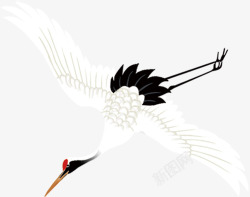 立绘彩绘飞翔的仙鹤高飞素材