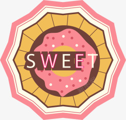 粉色可爱甜甜圈标签素材