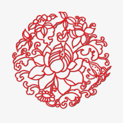 古典刺绣牡丹花花纹素材