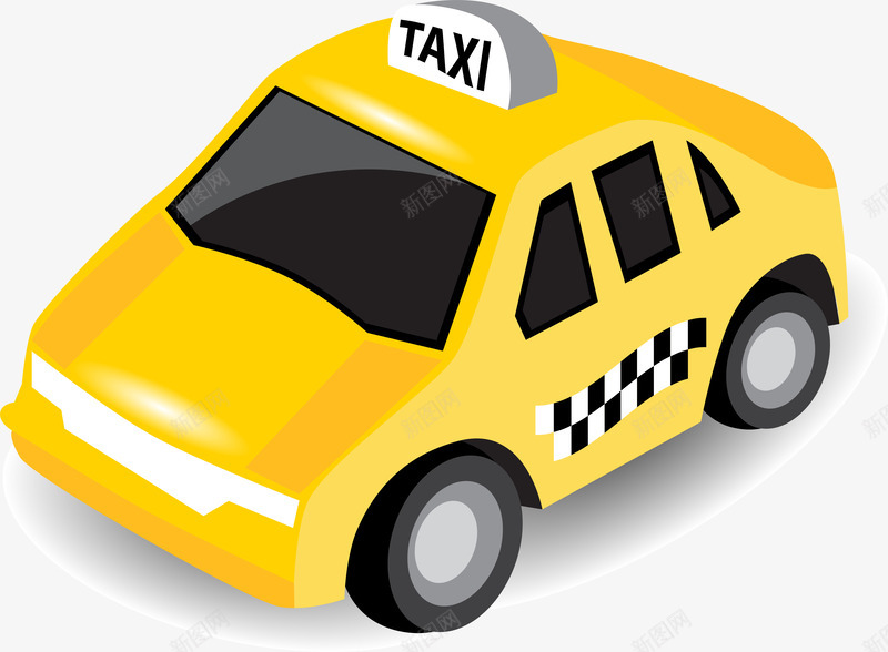 卡通黄色出租车png免抠素材_88icon https://88icon.com TAXI 出租车 卡通标 装饰图案 黄色