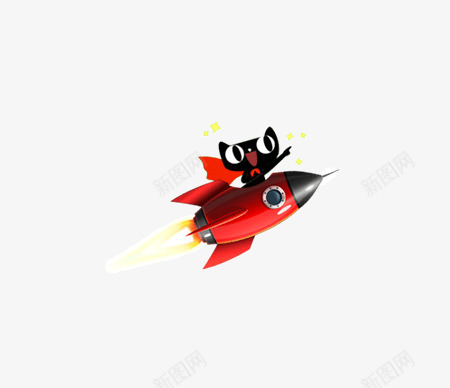 骑着火箭的天猫png免抠素材_88icon https://88icon.com 天猫 快速 活动 火箭 节日