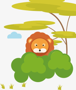 保护森林卡通野生动物园狮子矢量图高清图片