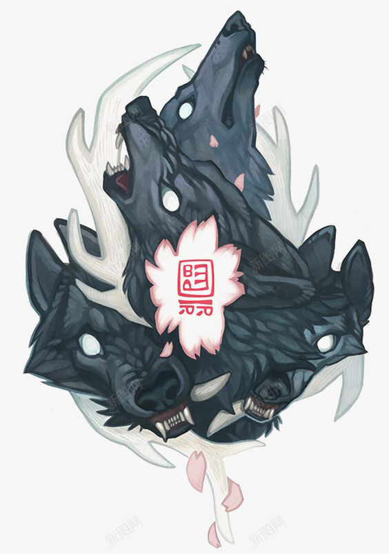 狼png免抠素材_88icon https://88icon.com 图腾 民族风 涂鸦 灰狼 狼插画