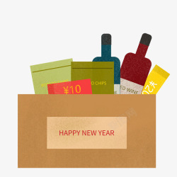 正方形礼盒新年快乐购物礼盒高清图片