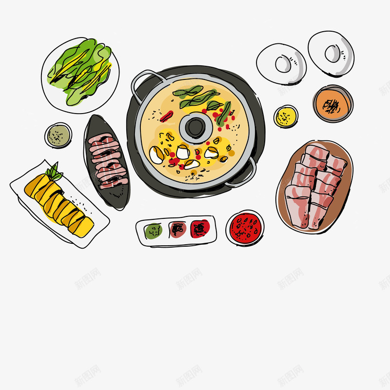 冬天食物火锅图矢量图ai免抠素材_88icon https://88icon.com 免抠图 冬天食物 卡通 火锅 美食 食物 餐饮 矢量图