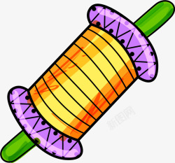 紫色卡通放风筝的绳子素材