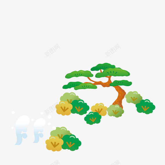 迎客松树png免抠素材_88icon https://88icon.com 树木 白云 迎客松