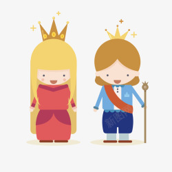 可爱卡通王子与公主插画元素素材