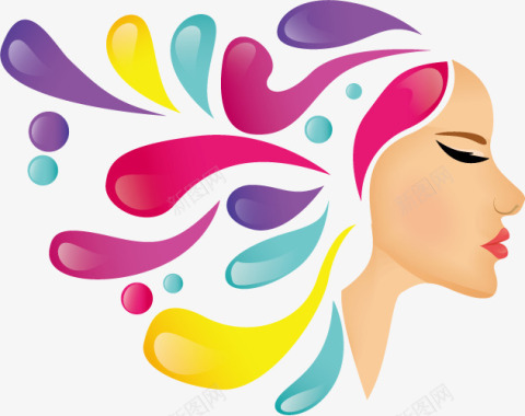 美发沙龙logo创意女士发型图标矢量图图标