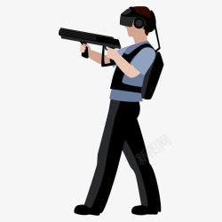 创意VR眼镜打枪游戏矢量图素材