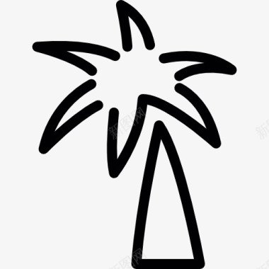 水果热带椰子棕榈树涂鸦图标图标