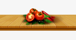 番茄辣椒木板素材