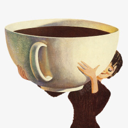 装饰插图喝咖啡的女士素材