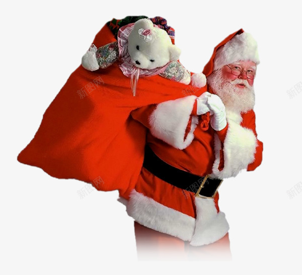 拿着礼物袋子的圣诞老人png免抠素材_88icon https://88icon.com 拿着礼物袋子的圣诞老人