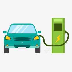 清洁绿色城市新能源电动汽车绿色充电矢量图高清图片