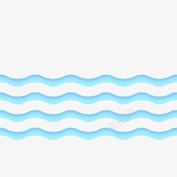 蓝色海手绘蓝色水波纹曲线高清图片