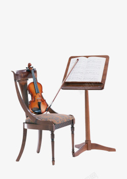 小提琴与乐谱图片座椅与乐谱架高清图片