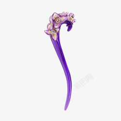 紫色花朵蛇形发簪素材