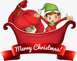 圣诞红色福袋与小男孩素材